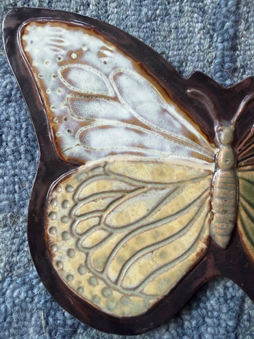 Vintage Pier 1 Pottery Butterfly Tray/Trivet/Garden Decor - Picture 4 of 6